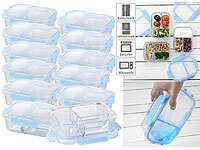 Rosenstein & Söhne 12er-Set Glas-Frischhaltedosen mit Klick-Deckeln & 3 Kammern, 1 l; Lunchbox-Sets Lunchbox-Sets Lunchbox-Sets 